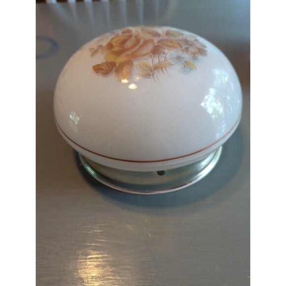 Ceiling Wall Light Fixture Dome Glass White Brown Roses Floral Vintage Country - Picture 2 of 11